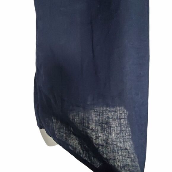Marisa Christina Linen Navy Ruffle Sleeveless Top - Picture 6 of 8